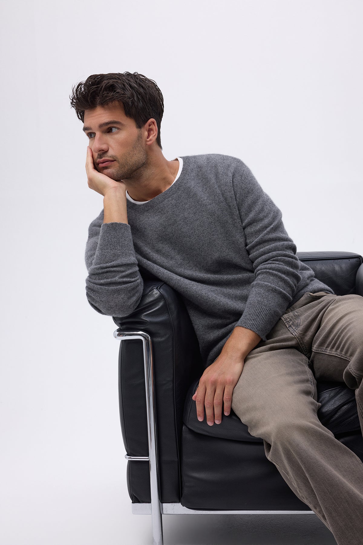 Herenpullover met ronde hals Zach - Donkergrijs - Heren