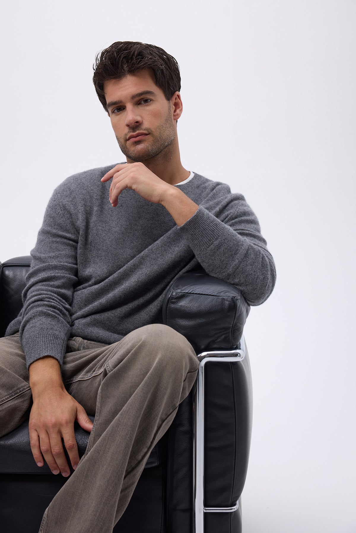 Herenpullover met ronde hals Zach - Donkergrijs - Heren