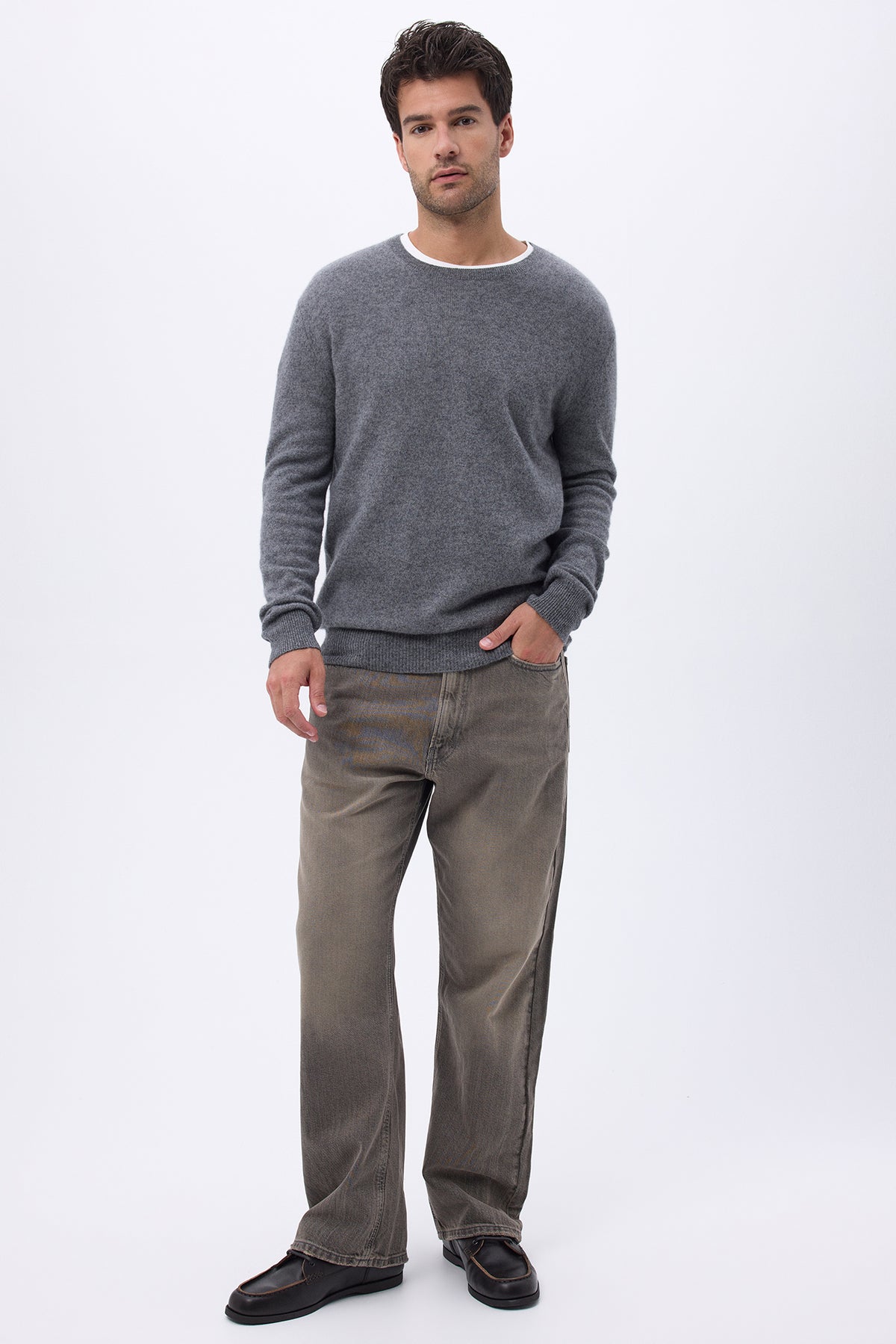 Herenpullover met ronde hals Zach - Donkergrijs - Heren