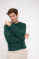 Pull Col Rond Zach - Vert Sapin - 100% Cachemire Oeko-Tex - Homme