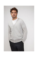 Zael V-Neck Cardigan - Pearl Grey - 100% Cashmere Oeko-Tex - Man