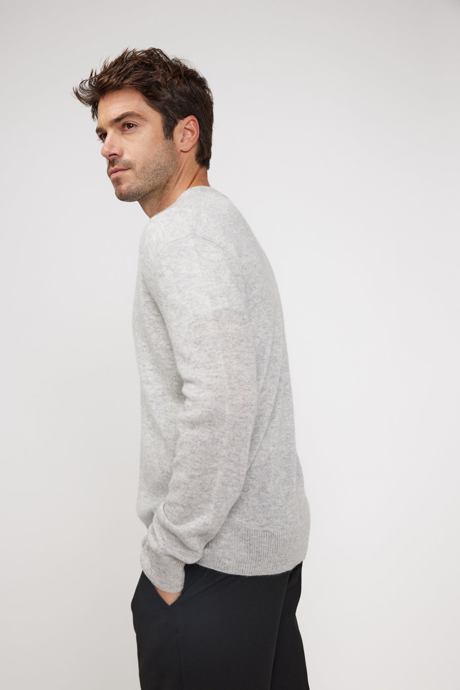 Cárdigan de Cuello de Pico Zael - Gris Claro