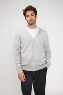 Zael V-Neck Cardigan - Pearl Grey - 100% Cashmere Oeko-Tex - Man