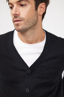 Cardigan Col V Zael - Noir - 100% Cachemire Oeko-Tex - Homme