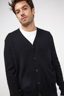 Cardigan Col V Zael - Noir - 100% Cachemire Oeko-Tex - Homme