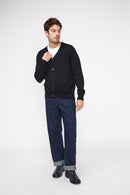 Cardigan Col V Zael - Noir - 100% Cachemire Oeko-Tex - Homme