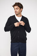 Cardigan Col V Zael - Noir - 100% Cachemire Oeko-Tex - Homme