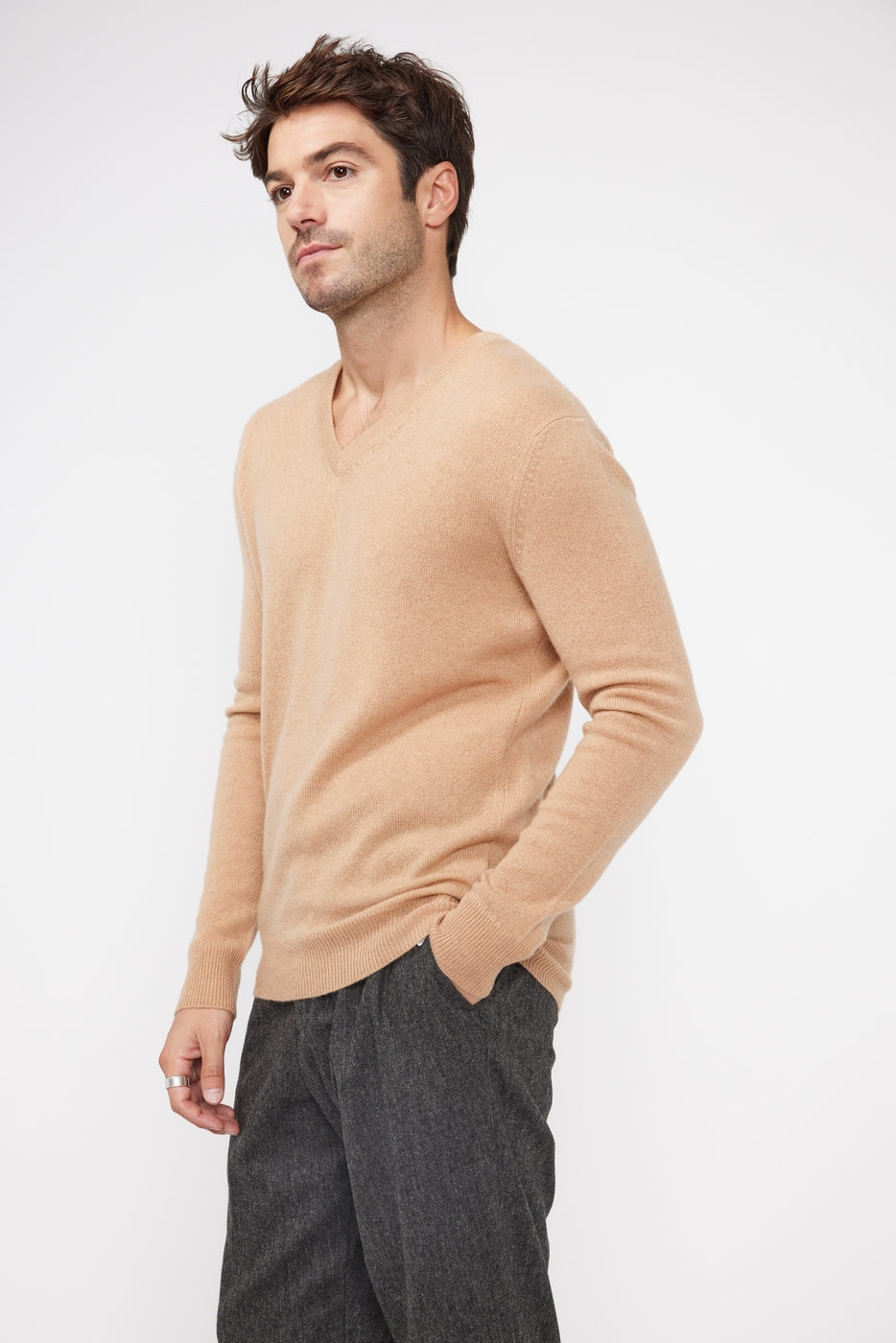 V-Ausschnitt-Pullover Zaher – Beige