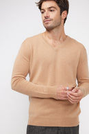 Pull Col V Zaher - Beige - 100% Cachemire Oeko-Tex - Homme