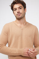 Pull Col V Zaher - Beige - 100% Cachemire Oeko-Tex - Homme