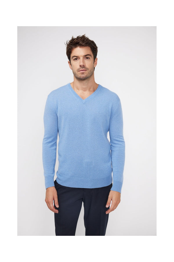 Pull Col V Zaher - Bleu Ciel - Homme