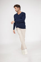 Zaher V-neck Jumper - Navy Blue