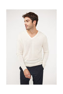 Pull Col V Zaher - Ecru - 100% Cachemire Oeko-Tex - Homme