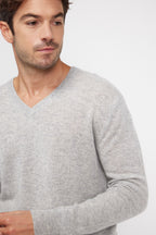 Zaher V-Neck Jumper - Light Grey