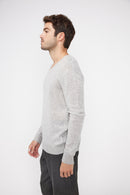 Pull Col V Zaher - Gris Perle - 100% Cachemire Oeko-Tex - Homme