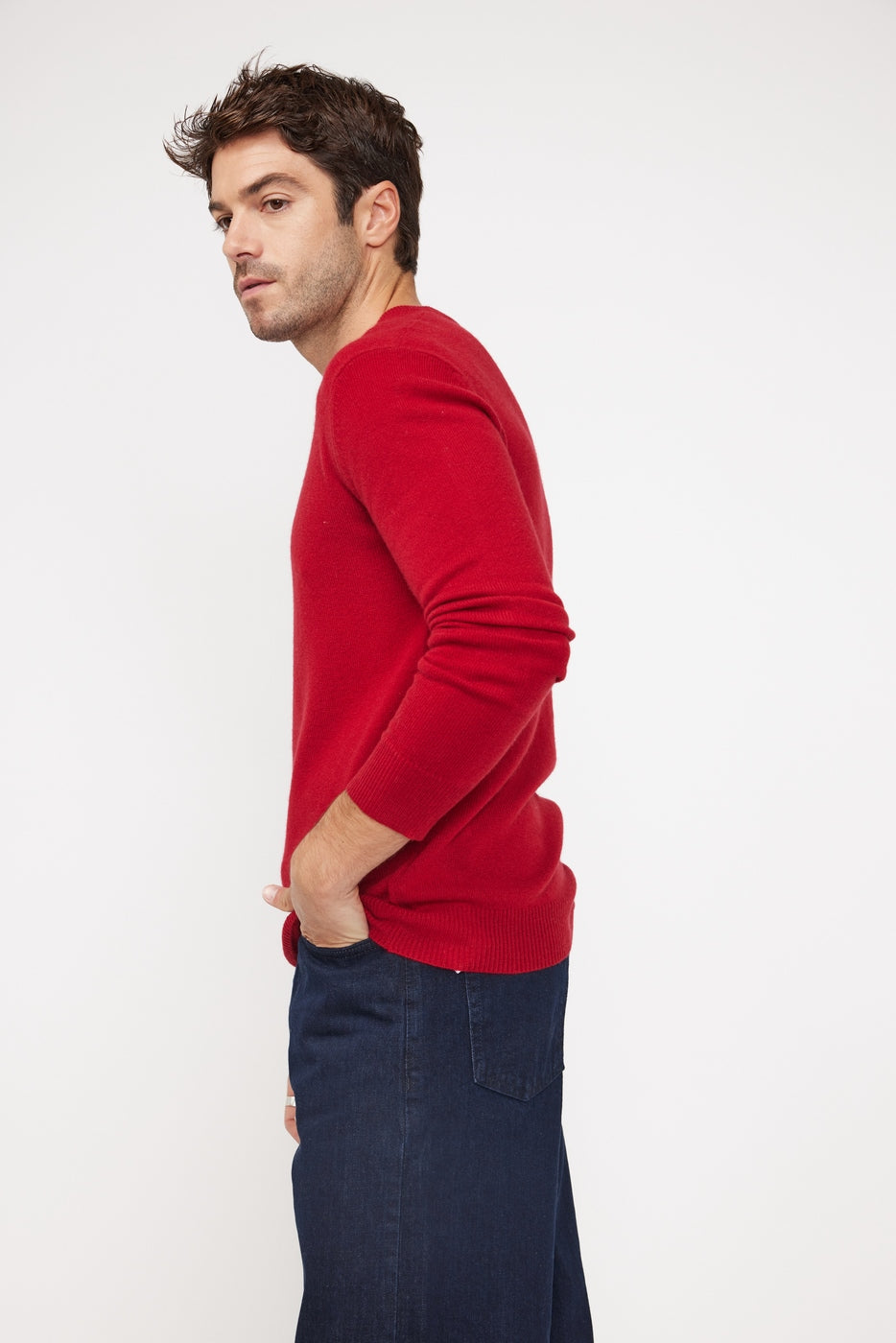 Pull Col V Zaher - Rouge Bordeau