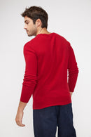 Pull Col V Zaher - Rouge - 100% Cachemire Oeko-Tex - Homme