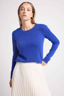 Pull Col Rond Coeur Coudes Zaime - Bleu Roi Blanc