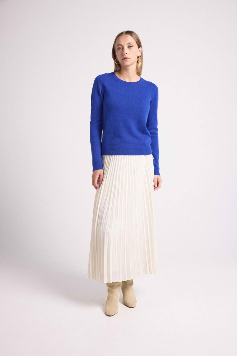 Pull Col Rond Coeur Coudes Zaime - Bleu Roi Blanc