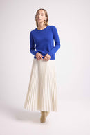 Pull Col Rond Coeur Coudes Zaime - Bleu Roi Blanc