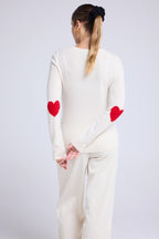 Jersey de Cuello Redondo Corazón en Codos Zaime - Blanco Rojo