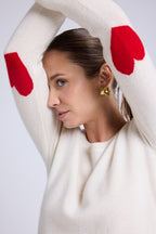 Jersey de Cuello Redondo Corazón en Codos Zaime - Blanco Rojo