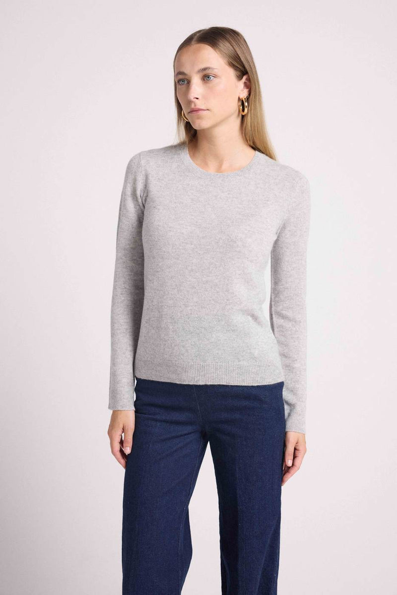 Pull Col Rond Coeur Coudes Zaime - Gris Clair Rose Fluo