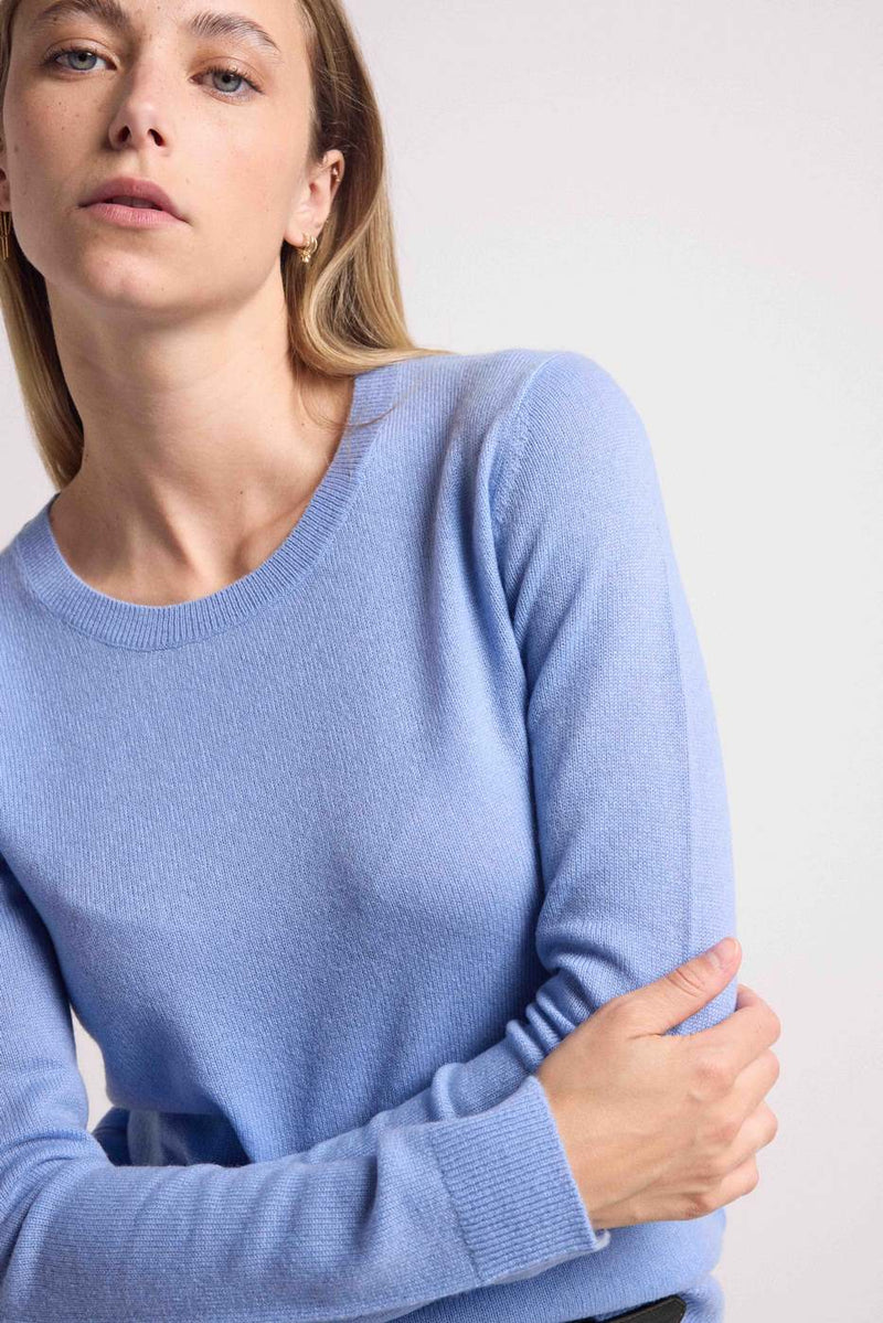 Pull Col Rond Coeur Coudes Zaime - Bleu Ciel Bleu Roi