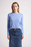 Pull Col Rond Coeur Coudes Zaime - Bleu Ciel Bleu Roi