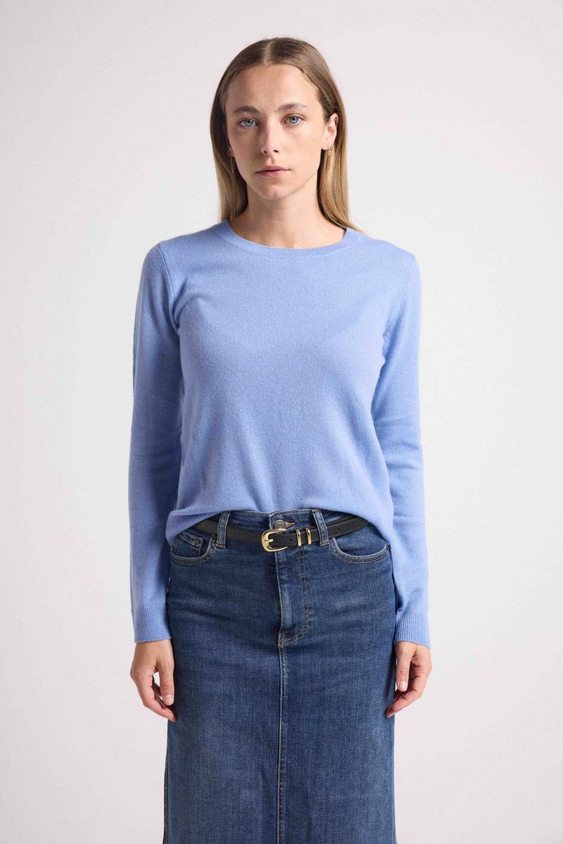 Pull Col Rond Coeur Coudes Zaime - Bleu Ciel Bleu Roi