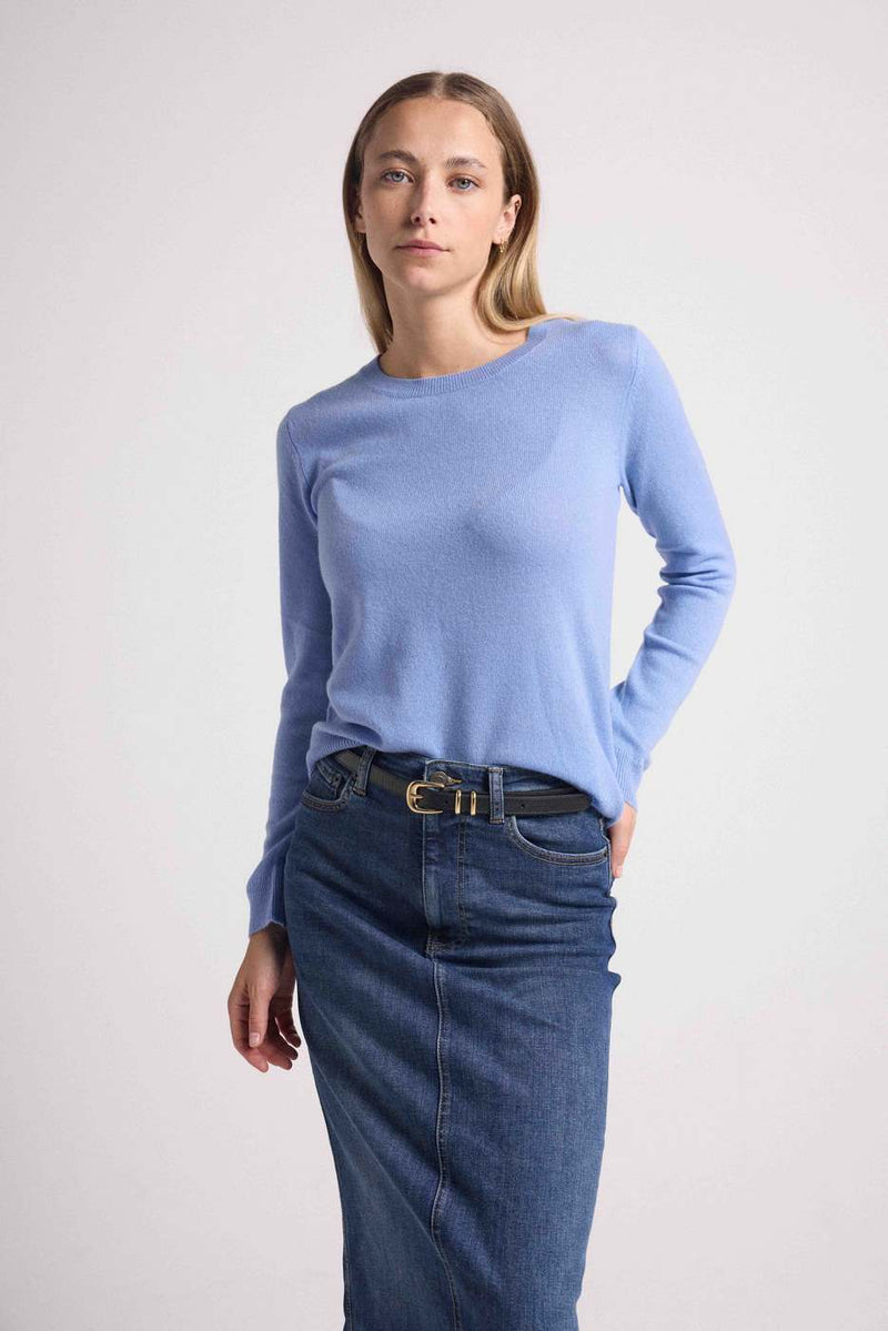 Pull Col Rond Coeur Coudes Zaime - Bleu Ciel Bleu Roi