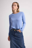 Pull Col Rond Coeur Coudes Zaime - Bleu Ciel Bleu Roi