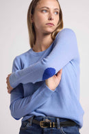 Pull Col Rond Coeur Coudes Zaime - Bleu Ciel Bleu Roi