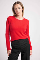 Pull Col Rond Coeur Coudes Zaime - Rouge Rose Fluo