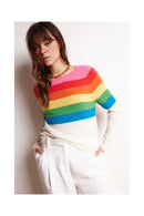 Zair Half Arc En Ciel Round Neck Sweater - Gardenia - 100% Oeko-Tex Cashmere - Woman