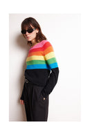 Pull Col Rond Crew Neck Half Rainbow Zair - Noir