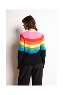 Pull Col Rond Crew Neck Half Rainbow Zair - Noir
