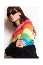 Pull Col Rond Crew Neck Half Rainbow Zair - Noir