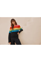 Pull Col Rond Crew Neck Half Rainbow Zair - Noir