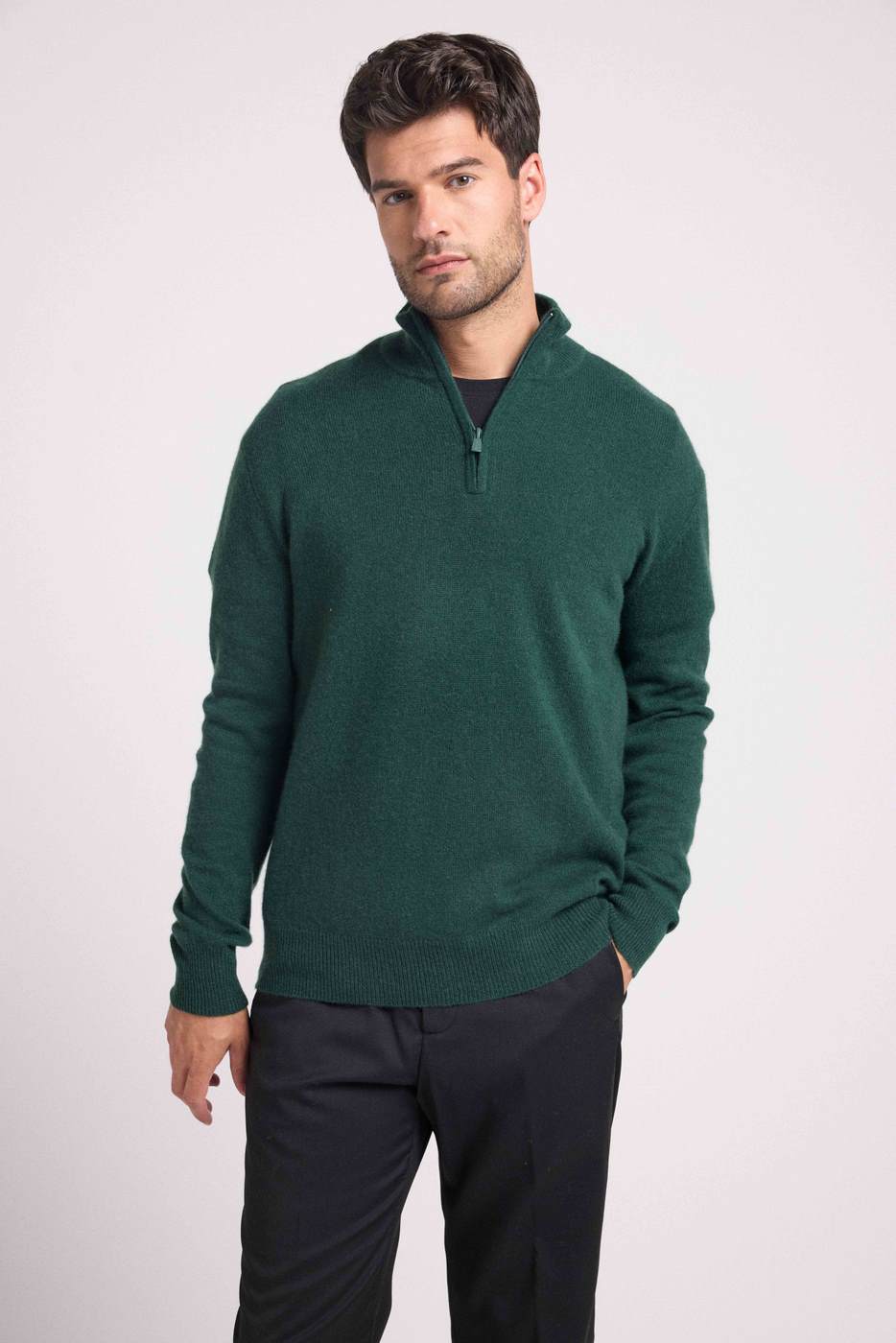 Jersey de Cuello con Cremallera Alta Zalman - Verde Botella