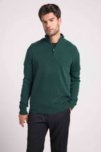 Jersey de Cuello con Cremallera Alta Zalman - Verde Botella