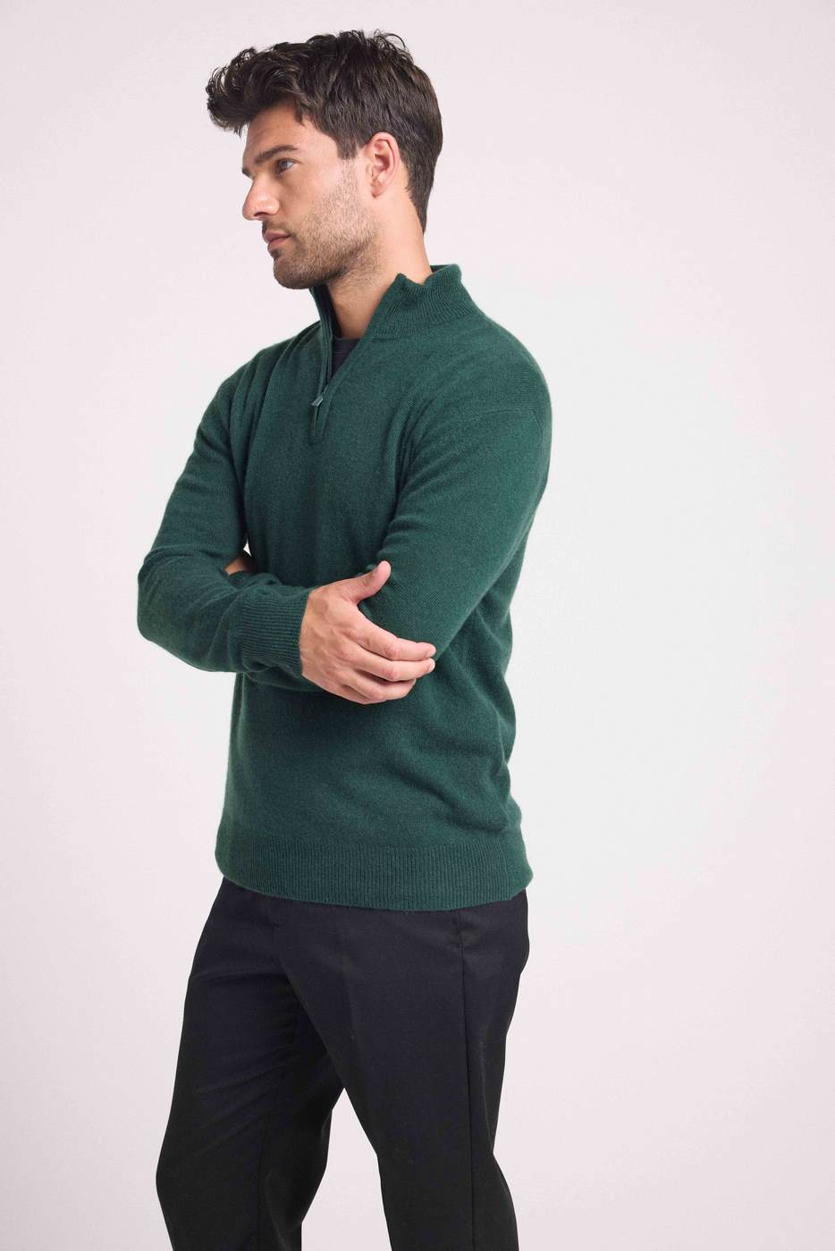 Jersey de Cuello con Cremallera Alta Zalman - Verde Botella