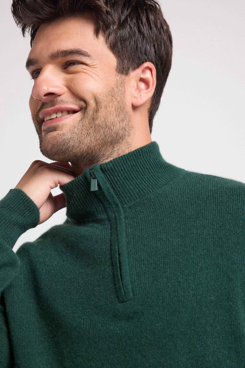 Jersey de Cuello con Cremallera Alta Zalman - Verde Botella