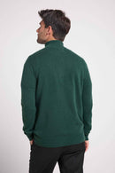 Pull Col Zippe Montant Zalman - Vert Bouteille - 100% Cachemire Oeko-Tex - Homme