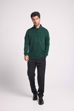 Zalman High Zip-Neck Jumper - Bottle Green