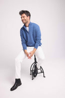 Pull Col Zippe Montant Zalman - Bleu Jean