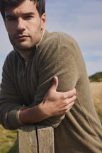 Zalman High Zip Collar Sweater - Khaki Green