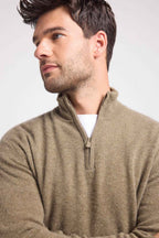 Zalman High Zip Collar Sweater - Khaki Green