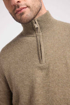 Zalman High Zip Collar Sweater - Khaki Green