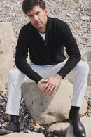 Pull Col Zippe Montant Zalman - Noir